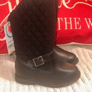 Carter's Black Quilted Boots with Buckle